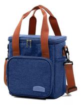 Bolsa Térmica Lancheira Alça Transversal Multiuso Moderna Reforçada Fitness Academia Trabalho Azul