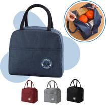 Bolsa Térmica Lancheira Com Isolamento Térmico Portátil Marmita Viagem Passeio Academia Praia Bebida Cor Azul