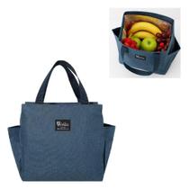 Bolsa termica lancheira grande trabalho academia parque praia bolso porta squeeze celular multiuso azul