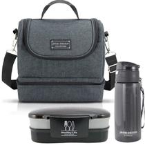 Bolsa Térmica Lancheira Necessaire 2 Andares + Pote Marmita 2 Compartimentos + Garrafa Squeeze Alça e Trava Bolsa Térmica Lancheira Necessaire 2 Andares + Pote Marmita 2 Compartimentos + Garrafa Squeeze Alça e Trava