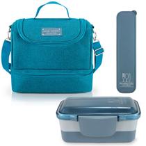 Bolsa Térmica Lancheira Necessaire 2 Compartimentos Kit Pote Marmita 2 Andares e Porta Talher Bolsa Térmica Lancheira Necessaire 2 Compartimentos Kit Pote Marmita 2 Andares e Porta Talher