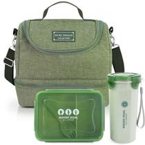 Bolsa Térmica Lancheira Necessaire Alça Ombro Kit Marmita e Copo Box Fitness Escola Trabalho