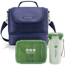 Bolsa Térmica Lancheira Necessaire Alça Ombro Kit Marmita e Copo Box Fitness Escola Trabalho Verde