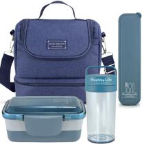 Bolsa Térmica Lancheira Necessaire Concept Kit Pote Marmita Lanches 2 Compartimentos Copo com Alça e Tampa Porta Talher