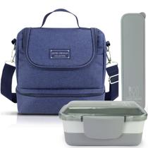 Bolsa Térmica Lancheira Necessaire Concept Kit Pote Marmita Lanches 2 Compartimentos e Porta Talheres Bolsa Térmica Lancheira Necessaire Concept Kit Pote Marmita Lanches 2 Compartimentos e Porta Talheres