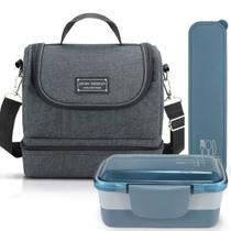 Bolsa Térmica Lancheira Necessaire Concept Kit Pote Marmita Lanches 2 Compartimentos e Porta Talheres