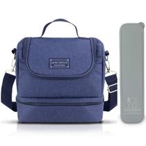 Bolsa Térmica Lancheira Necessaire Concept Marmita Lanches Bebidas 2 Compartimentos + Porta Talheres Azul Bolsa Térmica Lancheira Necessaire Concept Marmita Lanches Bebidas 2 Compartimentos + Porta Talheres Azul