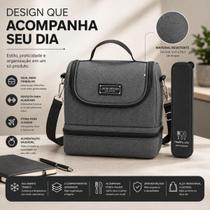 Bolsa Térmica Lancheira Necessaire Concept Marmita Lanches Bebidas 2 Compartimentos + Porta Talheres