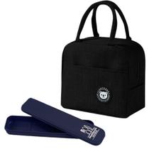 Bolsa Térmica Lancheira Necessaire Lanches Bebidas + Porta Talheres Portátil + Marmita 950ml 2 compa Bolsa Térmica Lancheira Necessaire Lanches Bebidas + Porta Talheres Portátil + Marmita 950ml 2 compa