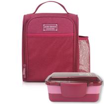 Bolsa Térmica Lancheira Necessaire + Pote Marmita 2 Andares Divisórias Trava Livre BPA Free Microondas Freezer - Jacki Design