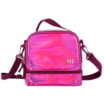 Bolsa térmica Lancheira Porta Marmita 2 Compartimentos Alça Reforçada Frasqueira Fitness Escola Trabalho Academia Rosa
