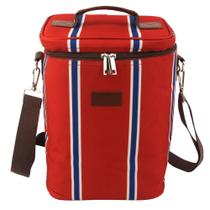 Bolsa Térmica Listrada Vermelho e Azul 12L - ACASA