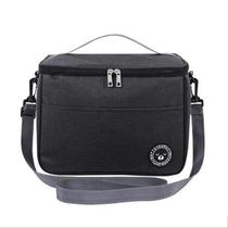 Bolsa Térmica Marmita Lancheira Grande 8L Fitness Academia Passeios Trabalho Cor Preto Azul Cinza