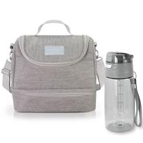 Bolsa Térmica Marmita Lancheira Necessaire 2 Divisórias Compartimentos + Garrafa Squeeze Água com Trava e Alça Bolsa Térmica Marmita Lancheira Necessaire 2 Divisórias Compartimentos + Garrafa Squeeze Água com Trava e Alça
