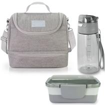 Bolsa Térmica Marmita Lancheira Necessaire 2 Divisórias Compartimentos + Garrafa Squeeze + Pote Marmita Bolsa Térmica Marmita Lancheira Necessaire 2 Divisórias Compartimentos + Garrafa Squeeze + Pote Marmita