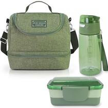 Bolsa Térmica Marmita Lancheira Necessaire 2 Divisórias Compartimentos + Garrafa Squeeze + Pote Marmita Bolsa Térmica Marmita Lancheira Necessaire 2 Divisórias Compartimentos + Garrafa Squeeze + Pote Marmita