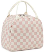 Bolsa Térmica para Almuerzo LEDAOU Acolchada de Pana 20L Cuadros-Rosa