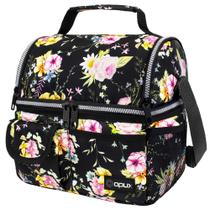 Bolsa Térmica para Almuerzo OPUX con Doble Compartimento Floral Negro