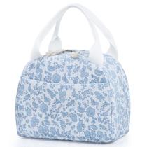 Bolsa Térmica para Almuerzo TESAFNG de Pana Azul con Flores