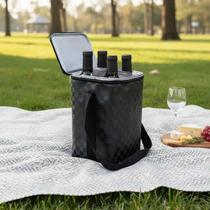Bolsa Térmica Para Bebidas Suporta 8kg Wine Bag Porta 4 Garrafas ou Taças De Vinho e Saca Rolha Confraternização Presente Pai Ano Novo Natal