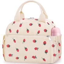 Bolsa Térmica para Refeições KUBYA em Veludo Cotelê Morango Bolsa Térmica para Refeições KUBYA em Veludo Cotelê Morango
