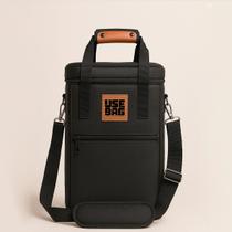 Bolsa Térmica Para Transporte Bebidas Wine Bag Com Alça de Ombro 4 Garrafas ou Taças de Vinho Presente Couro Impermeável