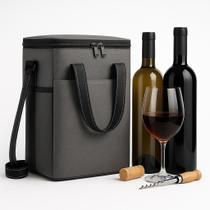 Bolsa Térmica Para Vinho Wine Bag Porta 2 Garrafas ou Taças 24 Horas