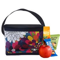 Bolsa Térmica Pequena Feminina para Dieta Preto Floral