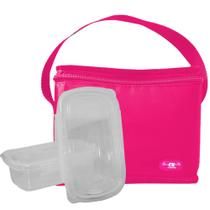 Bolsa Térmica Pequena Feminina Rosa Para Refeições Kit 2 Potes