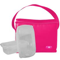 Bolsa Térmica Pequena Feminina Rosa Para Refeições Kit 2 Potes - CK Presentes