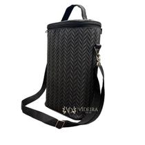 Bolsa térmica Porta Vinho Espumante Wine cooler bag cor PRETA 02 garrafas