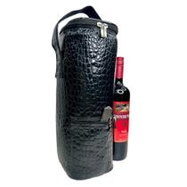 Bolsa Térmica Porta Vinho Garrafa de Bebidas Frasqueira Reforçada Premium - PV1 - CROCO PRETO - SOLID ECOMMERCE