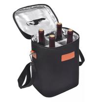 Bolsa termica porta vinhos taças 4 garrafas mochila wine bag cooler com divisorias removiveis bag executiva porta wisky