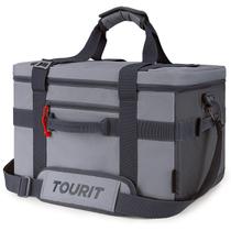 Bolsa térmica TOURIT 32L isolada de 48 latas para piquenique na praia, cinza