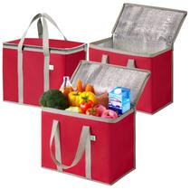 Bolsa Térmica VENO Pack de 3 Bolsas Aislantes para Compras Rojo
