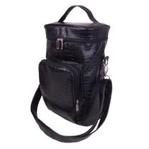 Bolsa Térmica Wine Bag Porta Vinho 4 Garrafa Crocodilo Preta