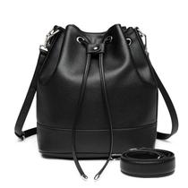 Bolsa tipo balde AFKOMST Bolsa tiracolo de couro com cordão para mulheres