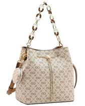 Bolsa Tipo Bucket Monograma Elegance - Alça de Mão - Chenson 3485501 - Bege Bolsa Tipo Bucket Monograma Elegance - Alça de Mão - Chenson 3485501 - Bege