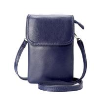 Bolsa tipo carteira tiracolo em couro genuíno para mulheres