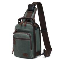 Bolsa tipo estilingue de lona encerada Nerlion verde para homens