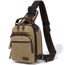 Bolsa tipo estilingue em lona encerada Nerlion para homens, cáqui