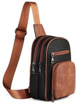 Bolsa tipo estilingue FADEON para mulheres, tiracolo, couro PU, preto, marrom