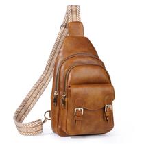 Bolsa tipo estilingue GUETES Small Fanny Pack de couro, tiracolo, marrom Bolsa tipo estilingue GUETES Small Fanny Pack de couro, tiracolo, marrom