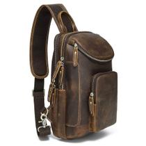 Bolsa tipo estilingue LANNSYNE Vintage em couro integral Bolsa tipo estilingue LANNSYNE Vintage em couro integral