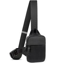 Bolsa tipo estilingue LKEX Mini Crossbody impermeável de nylon preta 17x3x22cm Bolsa tipo estilingue LKEX Mini Crossbody impermeável de nylon preta 17x3x22cm