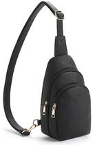 Bolsa tipo estilingue Telena Leather Fanny Pack, tiracolo, preta, feminina Bolsa tipo estilingue Telena Leather Fanny Pack, tiracolo, preta, feminina
