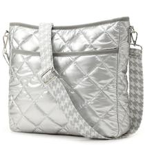 Bolsa tiracolo acolchoada EPEDAL24 Puffy Silver para mulheres Bolsa tiracolo acolchoada EPEDAL24 Puffy Silver para mulheres
