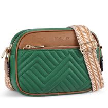 Bolsa tiracolo BOSTANTEN em material vegano acolchoado verde/marrom