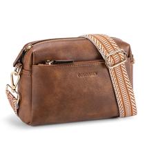 Bolsa tiracolo BOSTANTEN para celular pequena com zíper triplo marrom