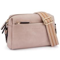 Bolsa tiracolo BOSTANTEN pequena de couro com zíper triplo rosa
